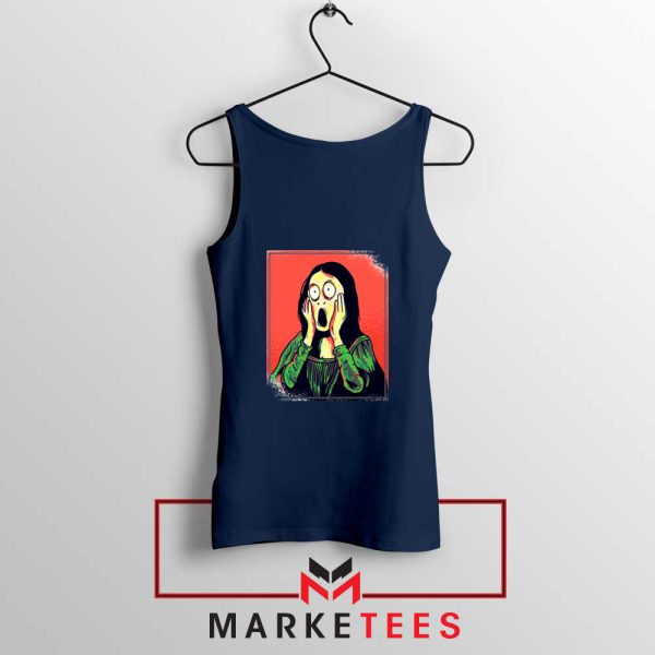 Mona Lisa Cartoon Best Graphic Navy Blue Tank Top