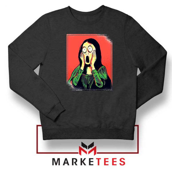 Mona Lisa Cartoon Design Black Sweatshirt