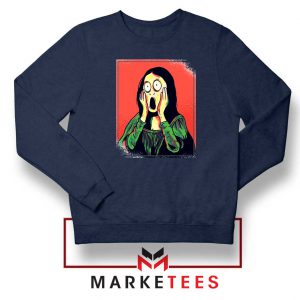 Mona Lisa Cartoon Design Navy Blue Sweatshirt