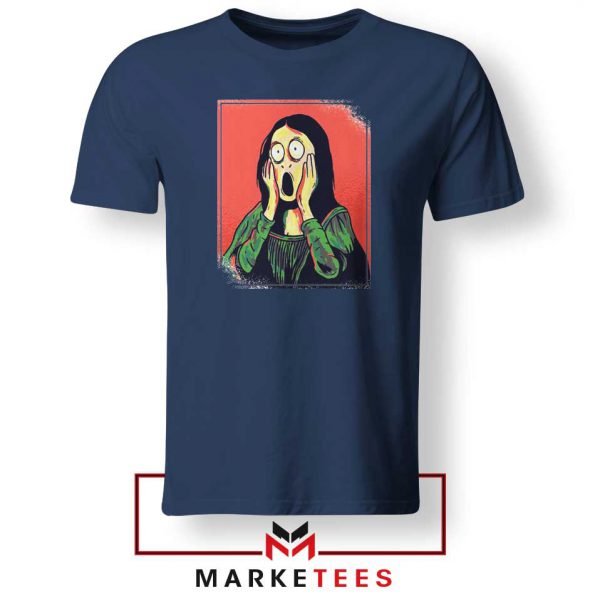 Mona Lisa Cartoon Design Navy Blue Tshirt