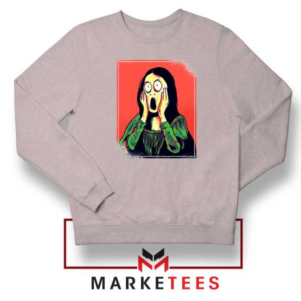 Mona Lisa Cartoon Design Sport Grey Sweatshirt