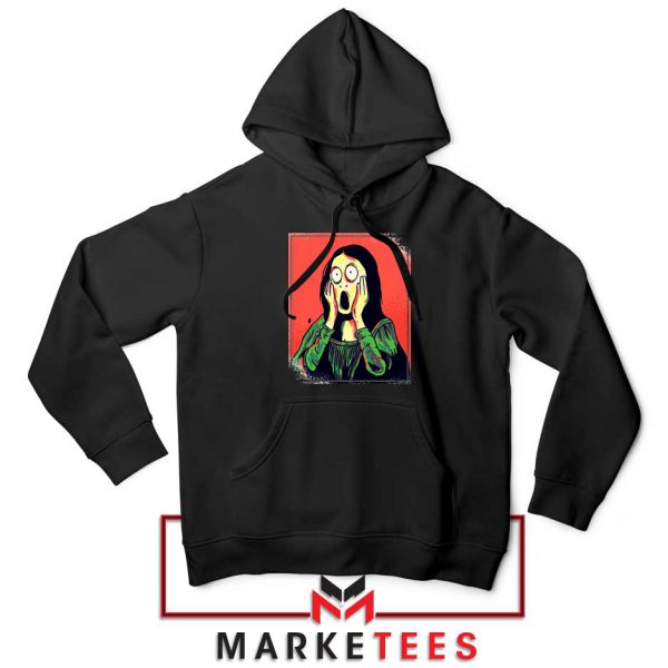 Mona Lisa Cartoon Graphic Black Hoodie