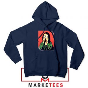 Mona Lisa Cartoon Graphic Navy Blue Hoodie