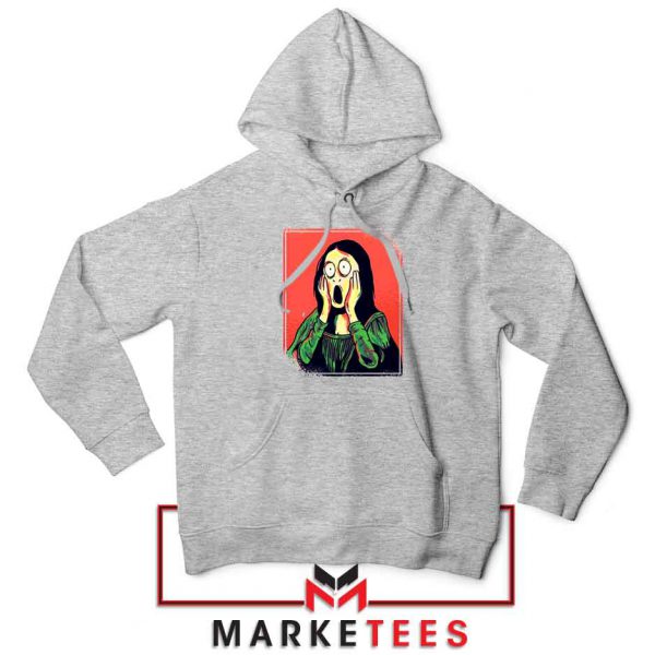 Mona Lisa Cartoon Graphic Sport Grey Hoodie