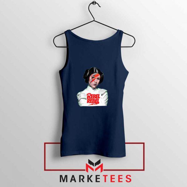 Princess Leia Rebel David Bowie Navy Blue Tank Top