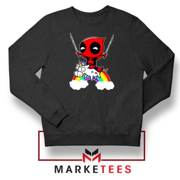 Deadpool Marvel Unicorn Black Sweatshirt