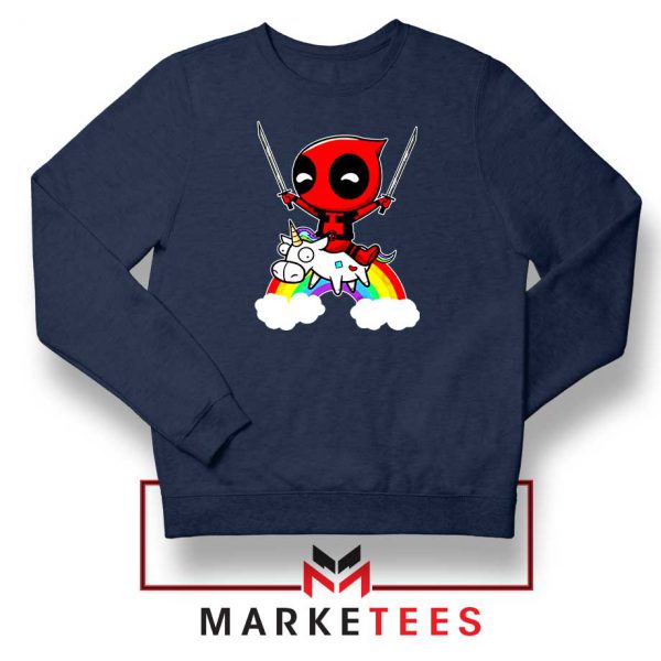 Deadpool Marvel Unicorn Navy Blue Sweatshirt