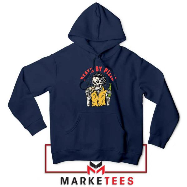 Death By Pizza Italian Cheap Navy Blue Hoodie