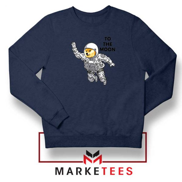 Dogecoin To The Moon Navy Blue Sweatshirt