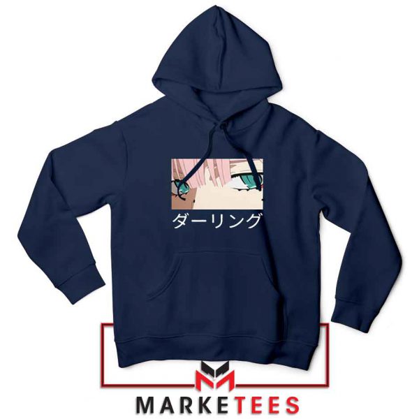 Anime Zero Two Eyes Navy Blue Hoodie