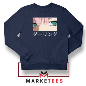 Anime Zero Two Eyes Navy Blue Sweatshirt