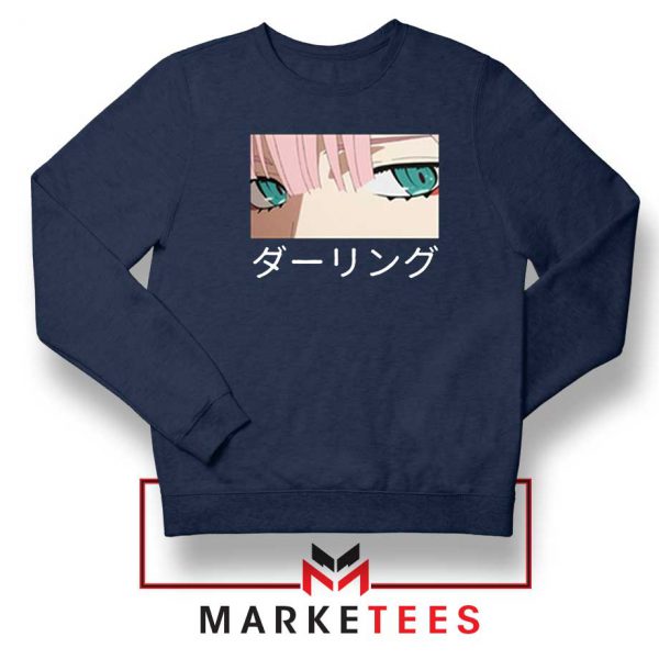 Anime Zero Two Eyes Navy Blue Sweatshirt