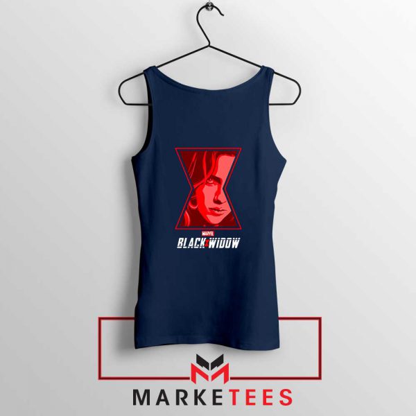 Black Widow Close Up Marvel Navy Blue Tank Top