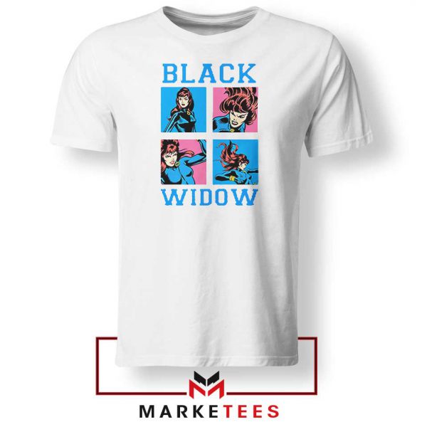 Black Widow Panels Girls Marvel White Tshirt