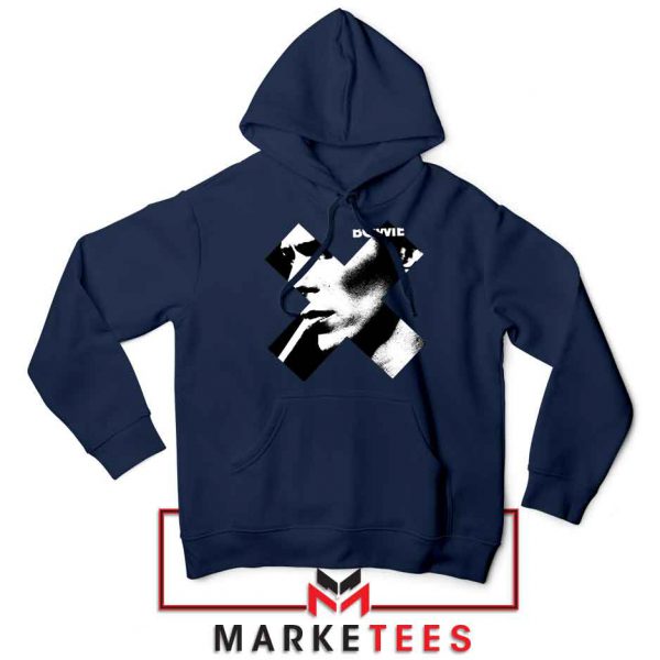 Bowie X Smoke Art Rock Cheap Navy Blue Hoodie