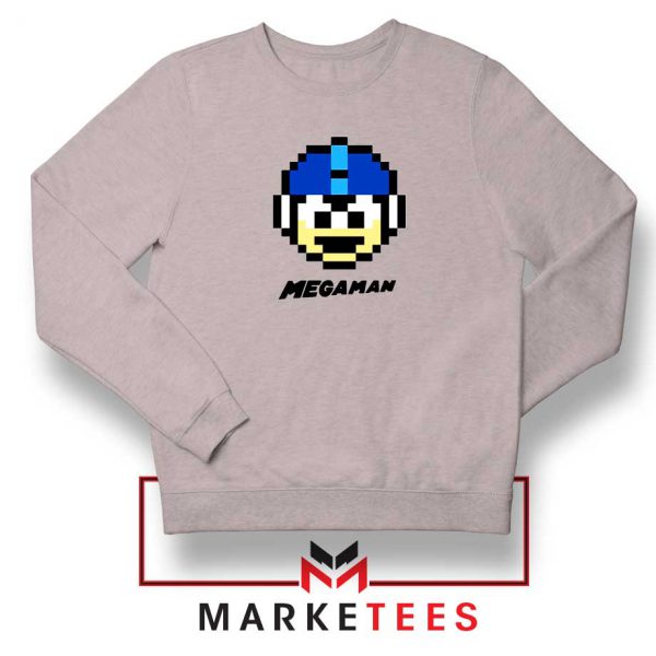 Mega Man Game Pixel Face Grey Sweatshirt