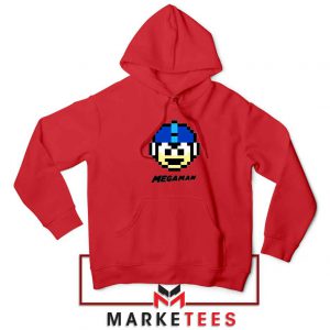 Mega Man Game Pixel Face Red Hoodie
