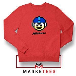 Mega Man Game Pixel Face Red Sweatshirt