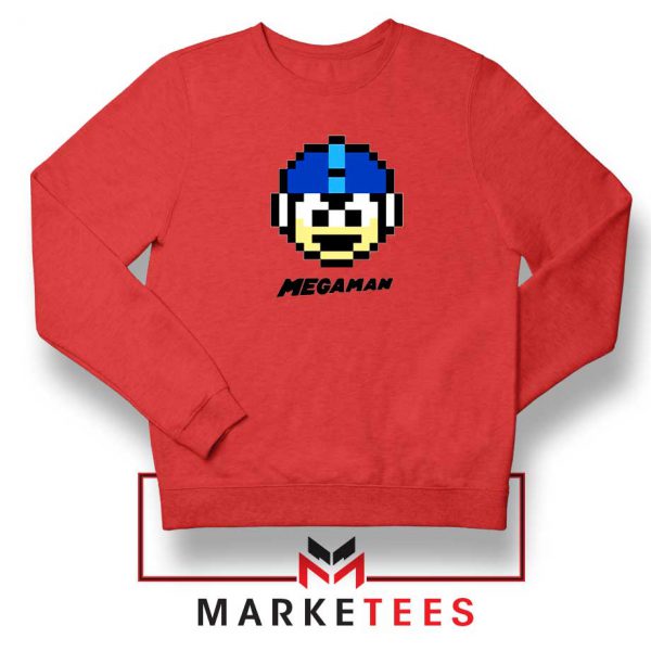 Mega Man Game Pixel Face Red Sweatshirt