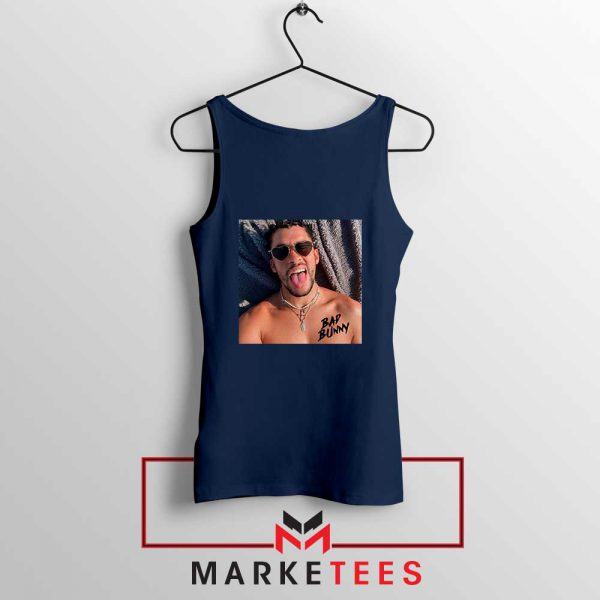 Bad Bunny Musician Reggaeton Navy Blue Tank Top