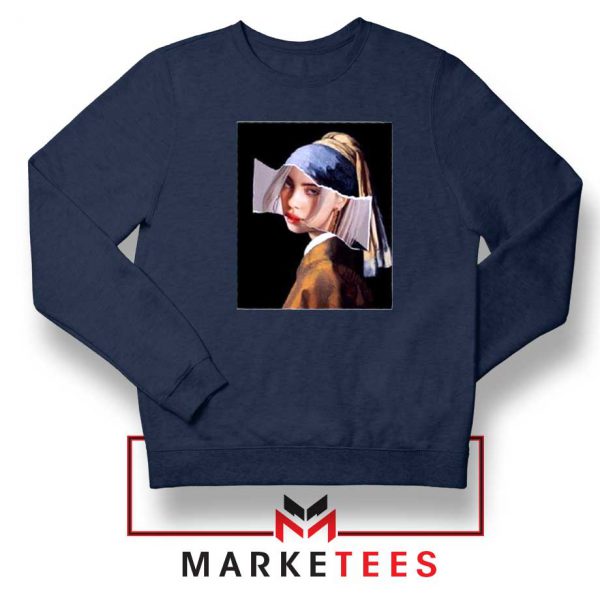 Billie Eilish Art Parody Navy Blue Sweatshirt