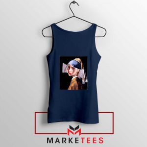 Billie Eilish Art Parody Navy Blue Tank Top