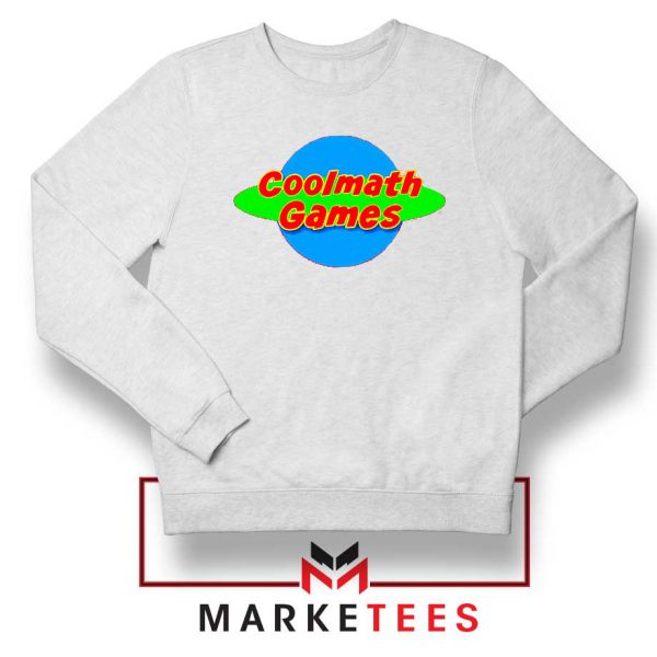 Coolmath Planet Logo White Sweatshirt
