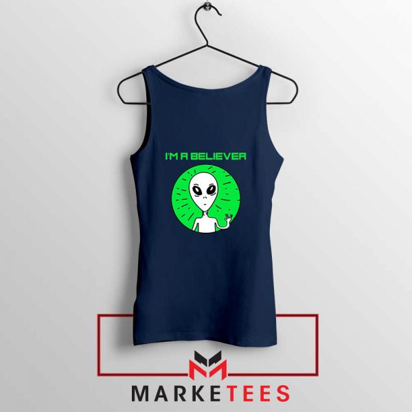 I am A Believer Alien Navy Blue Tank Top