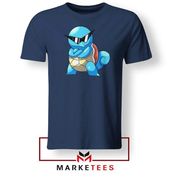 Squirtle Shades Pokemon Design Navy Blue Tshirt