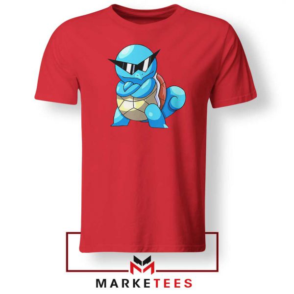 Squirtle Shades Pokemon Design Red Tshirt