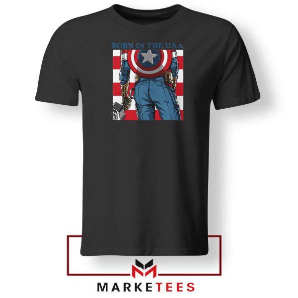 Captain America Ass Hero Black Tshirt