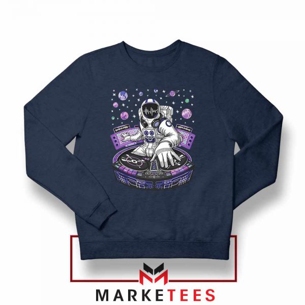 Buy Funny Astronaut DJ Navy Blue Sweatshirt