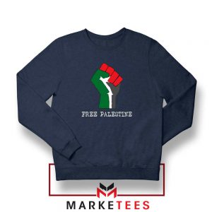 Free Palestine Rise Your Hand Navy Blue Sweatshirt