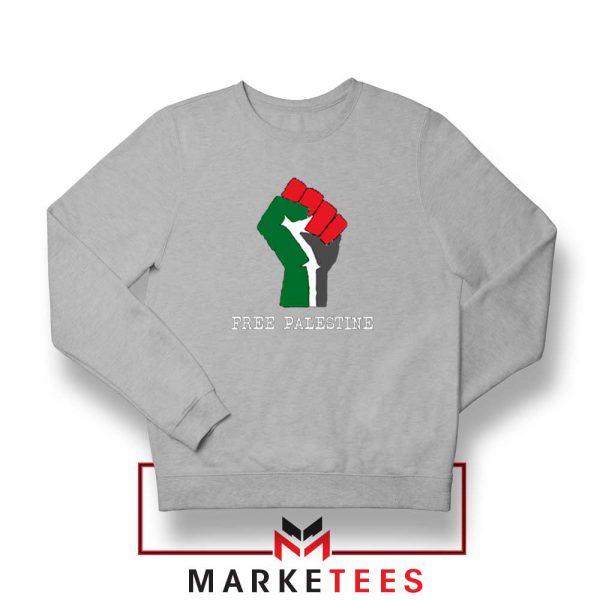 Free Palestine Rise Your Hand Sport Grey Sweatshirt