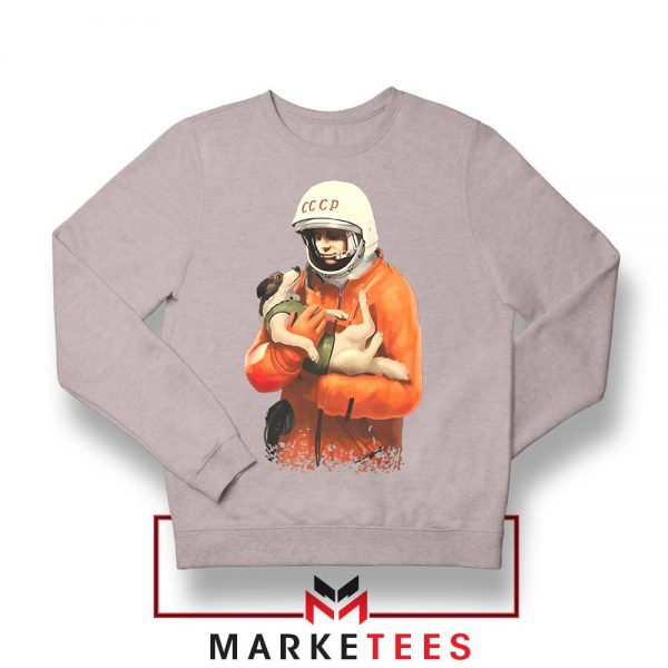 Russian Astronauts Dog Sport Grey Sweatshirt