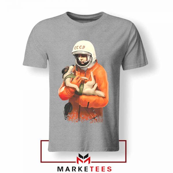 Russian Astronauts Dog Sport Grey Tshirt