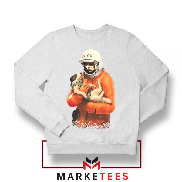 Russian Astronauts Dog White Sweatshirt