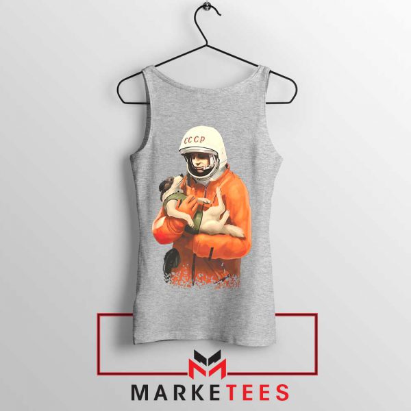 Russian Nasa Astronauts Dog Sport Grey Tank Top