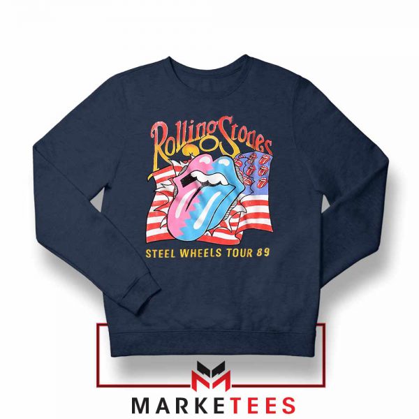 Steel Wheels Rolling Stones Navy Blue Sweatshirt