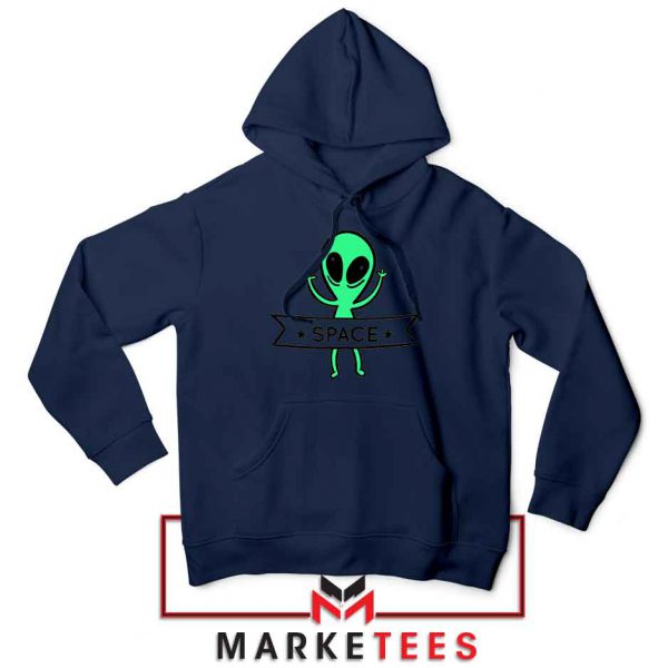 Alien Space 90s Designs Navy Blue Hoodie