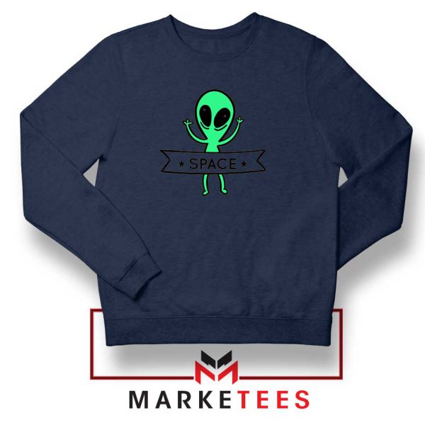 Alien Space 90s Designs Navy Blue Sweater