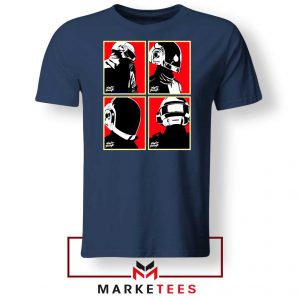 Daft Punk Helmets Graphic Navy Blue Tshirt