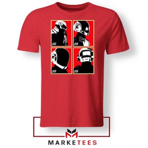 Daft Punk Helmets Graphic Red Tshirt
