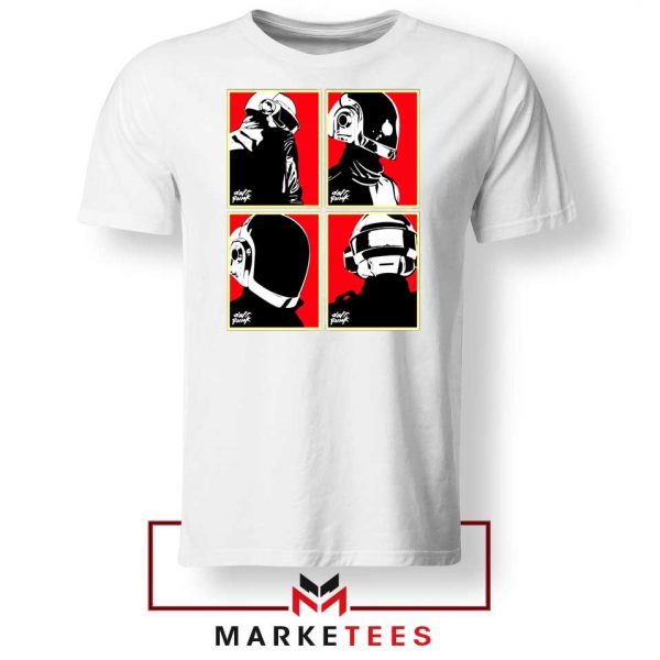 Daft Punk Helmets Graphic White Tshirt