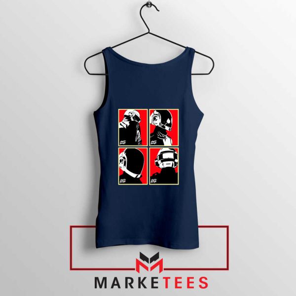 Daft Punk Music Duo Helmets Navy Blue Tank Top