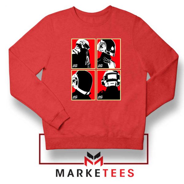 Daft Punk Music Duo Helmets Red Sweater