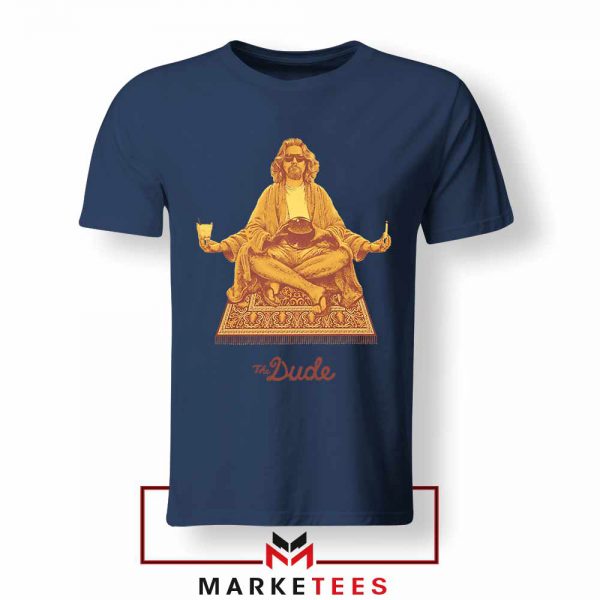 El Duderino Meditation Graphic Navy Blue Tshirt