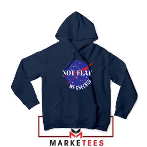 Funny NASA Not Flat Graphic Navy Blue Hoodie