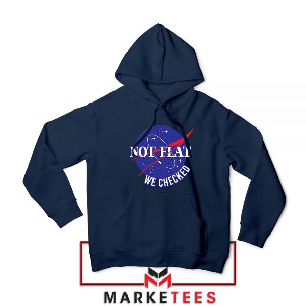 Funny NASA Not Flat Graphic Navy Blue Hoodie