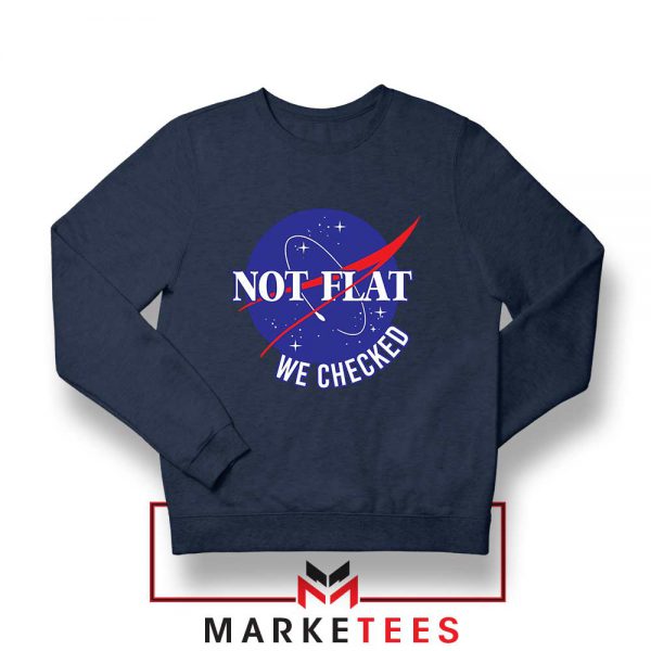 Funny NASA Not Flat Graphic Navy Blue Sweater